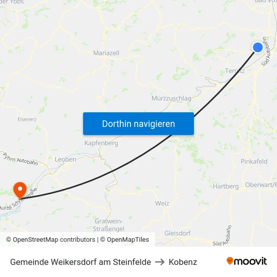 Gemeinde Weikersdorf am Steinfelde to Kobenz map