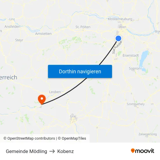 Gemeinde Mödling to Kobenz map