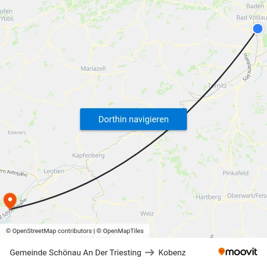 Gemeinde Schönau An Der Triesting to Kobenz map