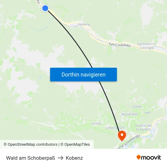 Wald am Schoberpaß to Kobenz map