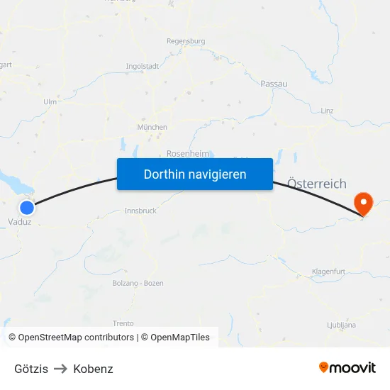 Götzis to Kobenz map