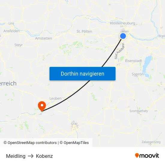 Meidling to Kobenz map