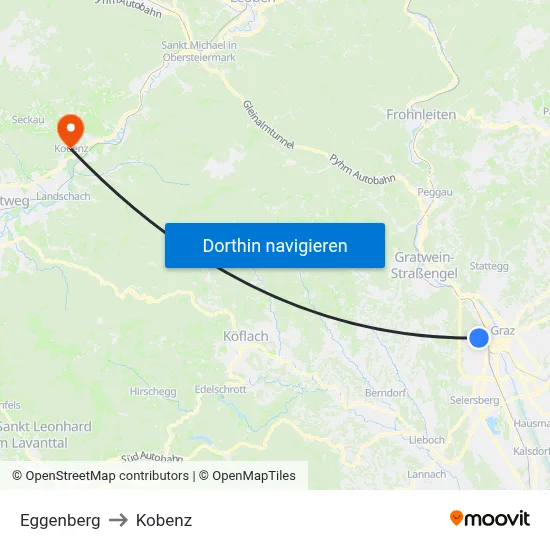Eggenberg to Kobenz map