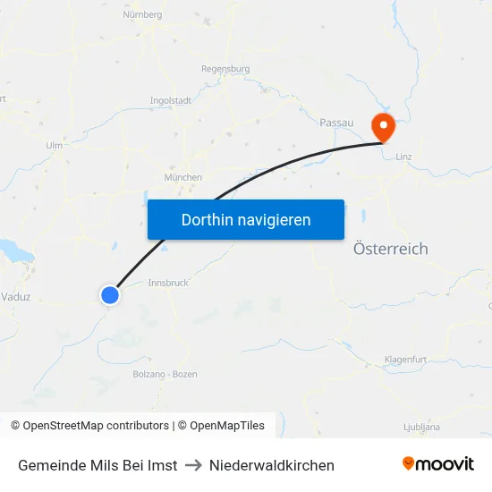Gemeinde Mils Bei Imst to Niederwaldkirchen map
