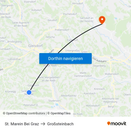 St. Marein Bei Graz to Großsteinbach map