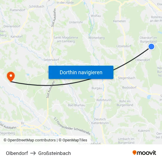 Olbendorf to Großsteinbach map