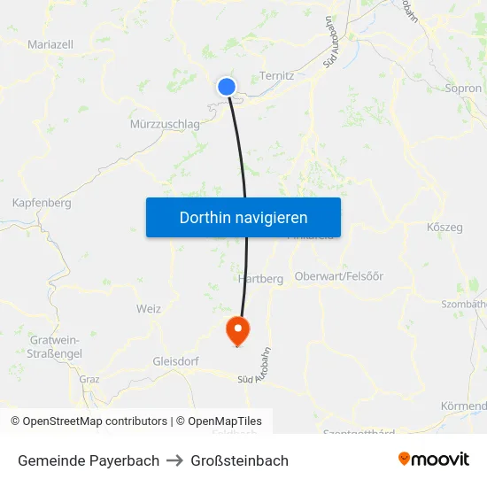 Gemeinde Payerbach to Großsteinbach map