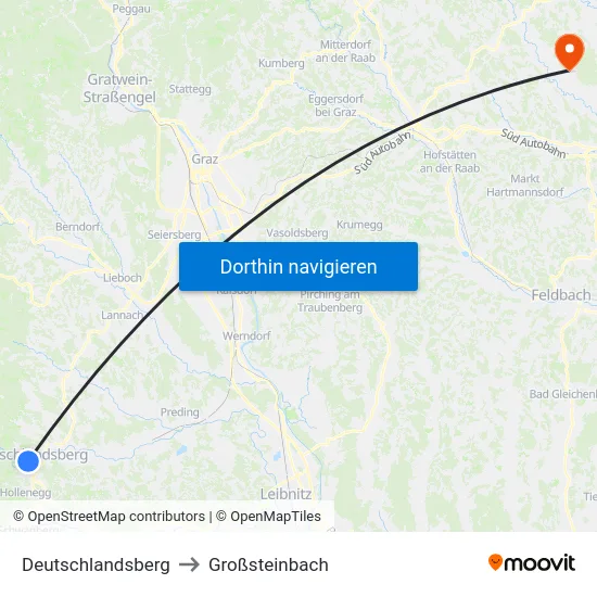Deutschlandsberg to Großsteinbach map