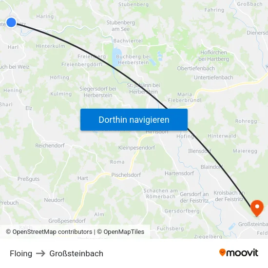 Floing to Großsteinbach map