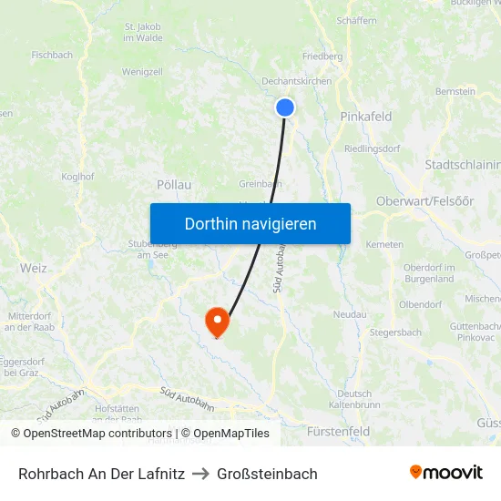 Rohrbach An Der Lafnitz to Großsteinbach map