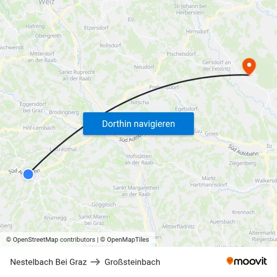 Nestelbach Bei Graz to Großsteinbach map