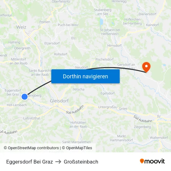 Eggersdorf Bei Graz to Großsteinbach map