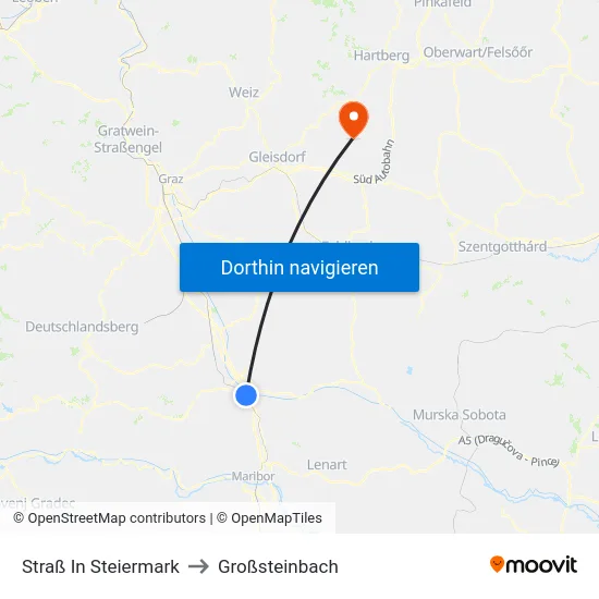 Straß In Steiermark to Großsteinbach map