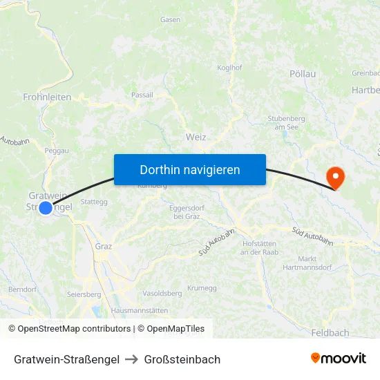 Gratwein-Straßengel to Großsteinbach map