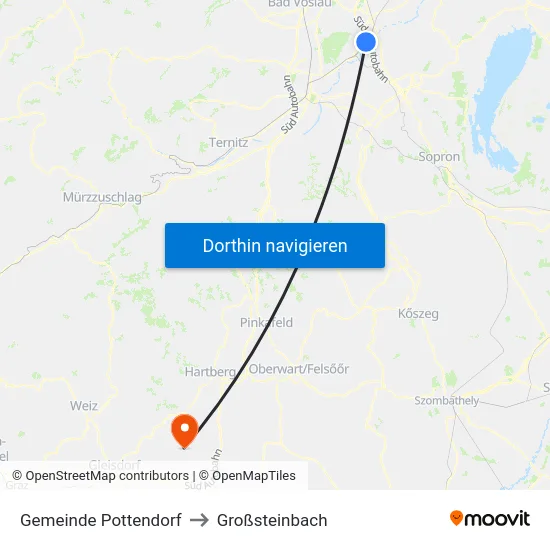 Gemeinde Pottendorf to Großsteinbach map