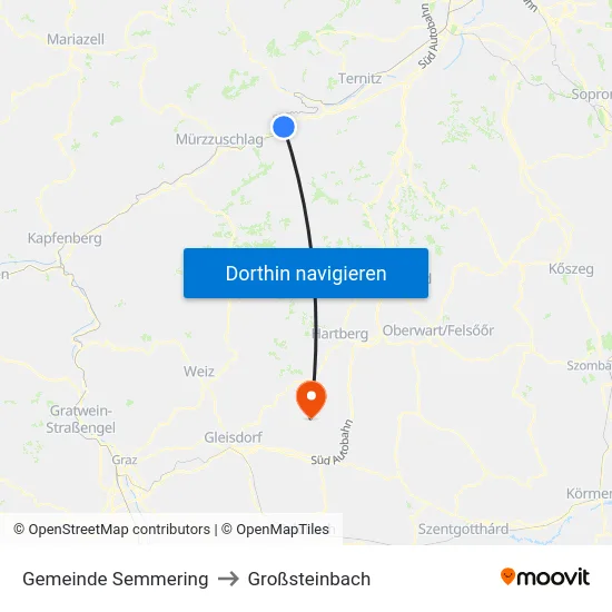 Gemeinde Semmering to Großsteinbach map