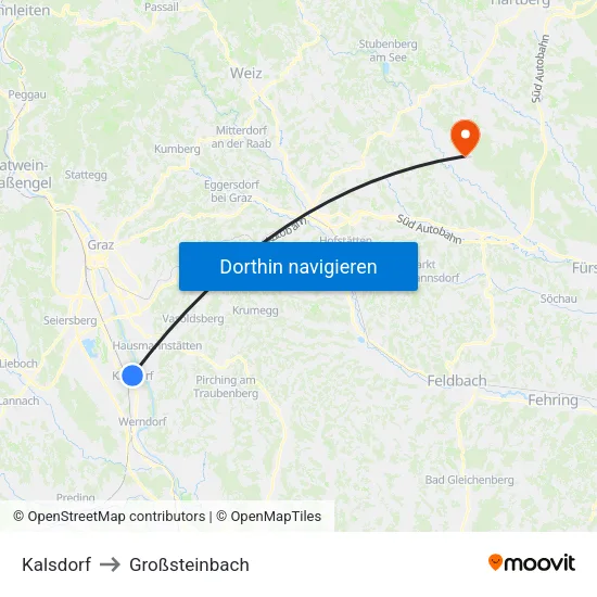 Kalsdorf to Großsteinbach map