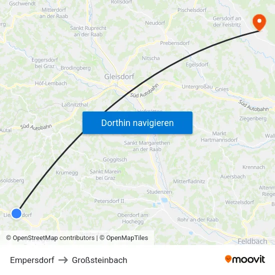 Empersdorf to Großsteinbach map