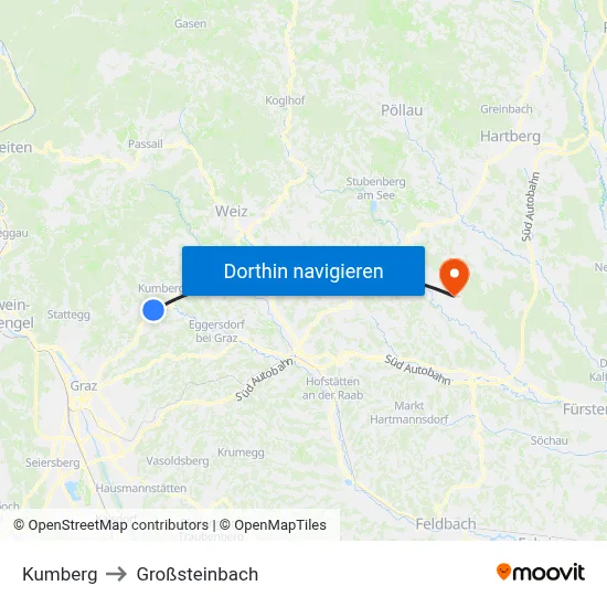 Kumberg to Großsteinbach map