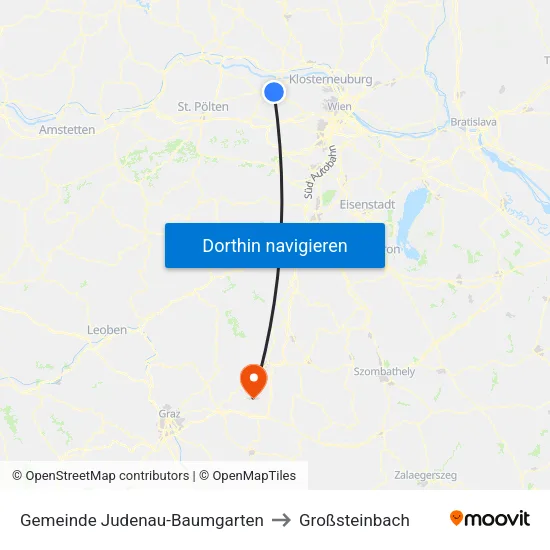 Gemeinde Judenau-Baumgarten to Großsteinbach map