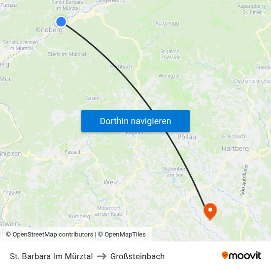 St. Barbara Im Mürztal to Großsteinbach map
