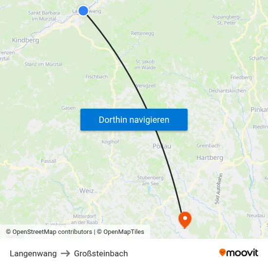 Langenwang to Großsteinbach map