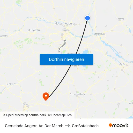 Gemeinde Angern An Der March to Großsteinbach map