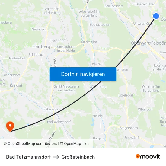 Bad Tatzmannsdorf to Großsteinbach map