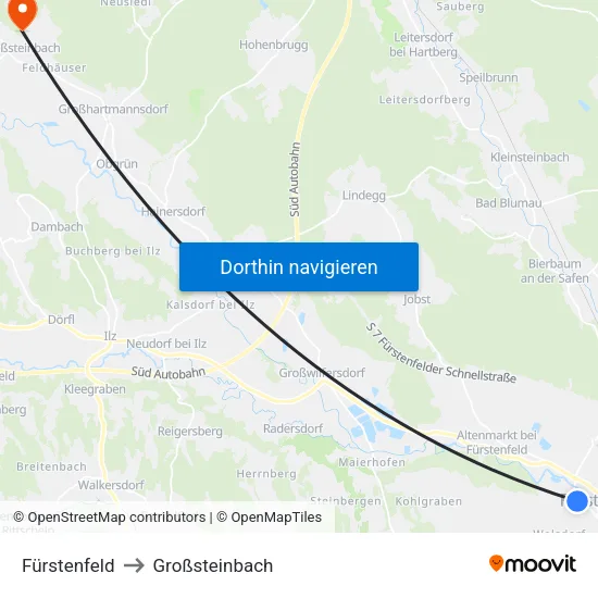 Fürstenfeld to Großsteinbach map