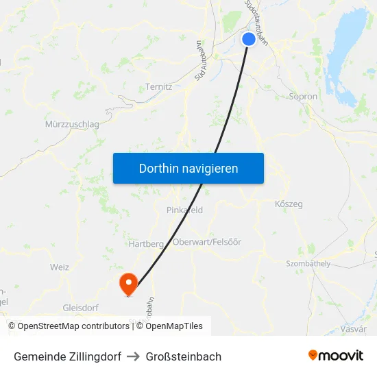 Gemeinde Zillingdorf to Großsteinbach map