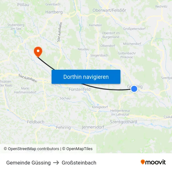 Gemeinde Güssing to Großsteinbach map