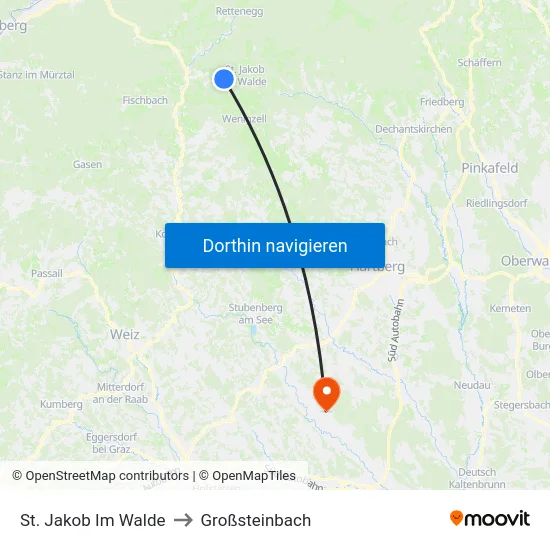 St. Jakob Im Walde to Großsteinbach map