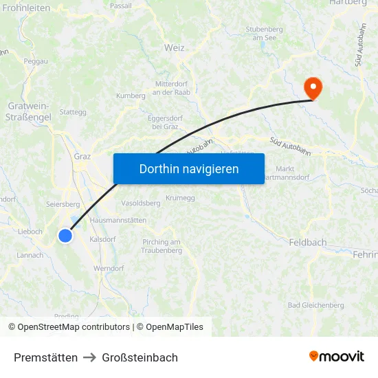 Premstätten to Großsteinbach map