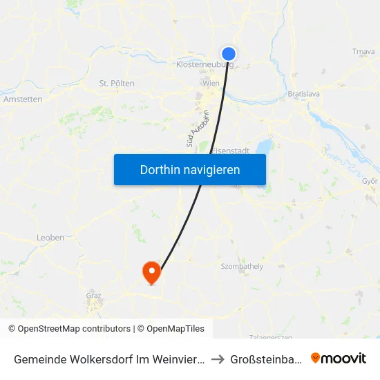 Gemeinde Wolkersdorf Im Weinviertel to Großsteinbach map