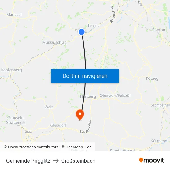 Gemeinde Prigglitz to Großsteinbach map