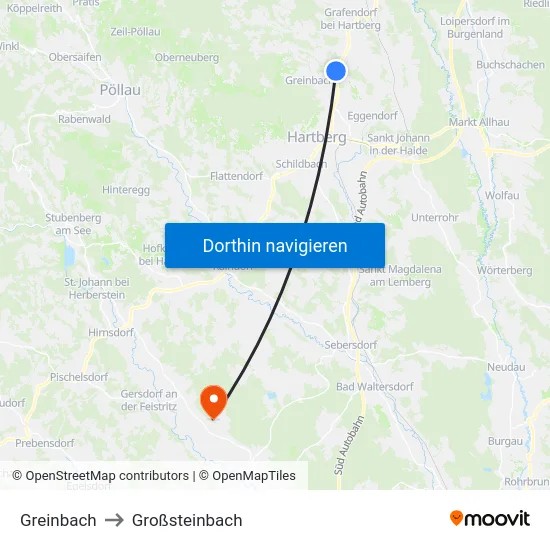 Greinbach to Großsteinbach map