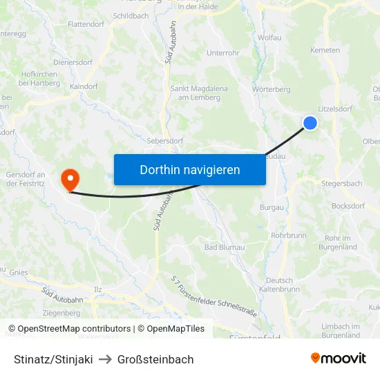 Stinatz/Stinjaki to Großsteinbach map