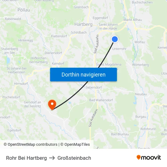Rohr Bei Hartberg to Großsteinbach map