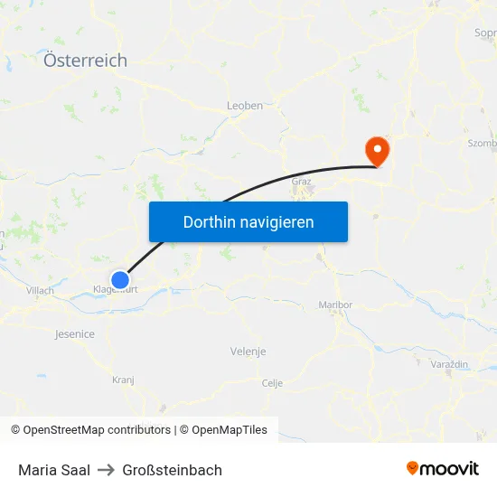 Maria Saal to Großsteinbach map