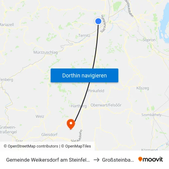 Gemeinde Weikersdorf am Steinfelde to Großsteinbach map