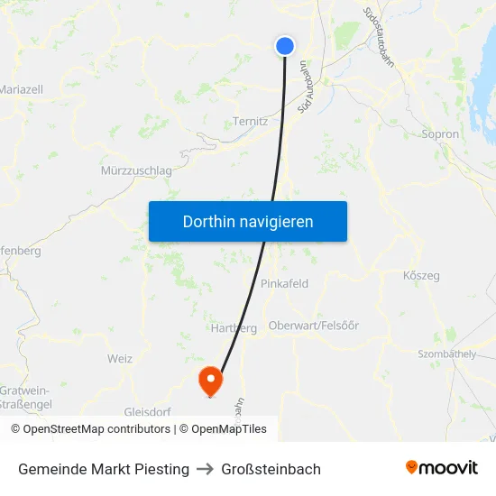 Gemeinde Markt Piesting to Großsteinbach map