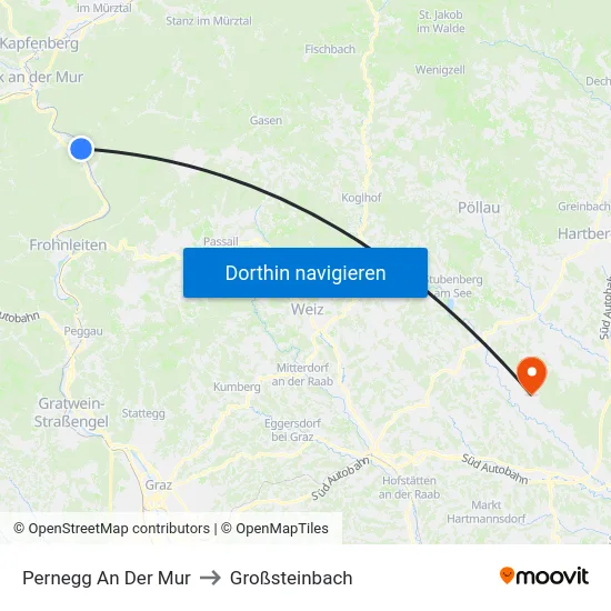 Pernegg An Der Mur to Großsteinbach map