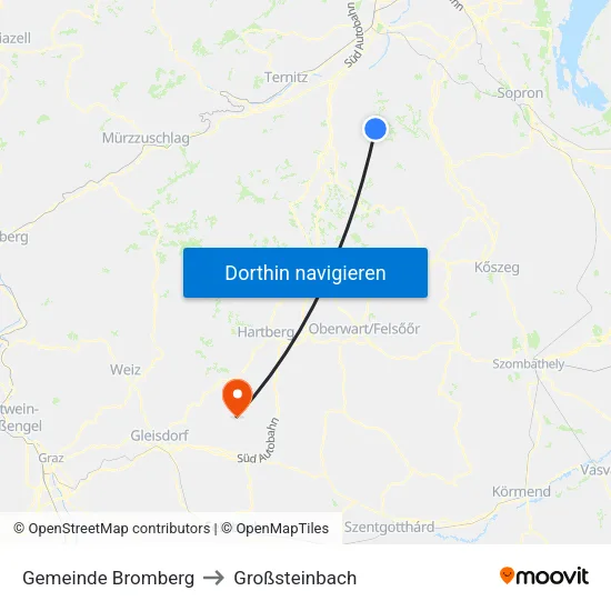 Gemeinde Bromberg to Großsteinbach map