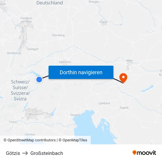 Götzis to Großsteinbach map