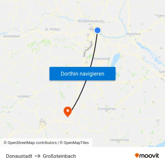 Donaustadt to Großsteinbach map
