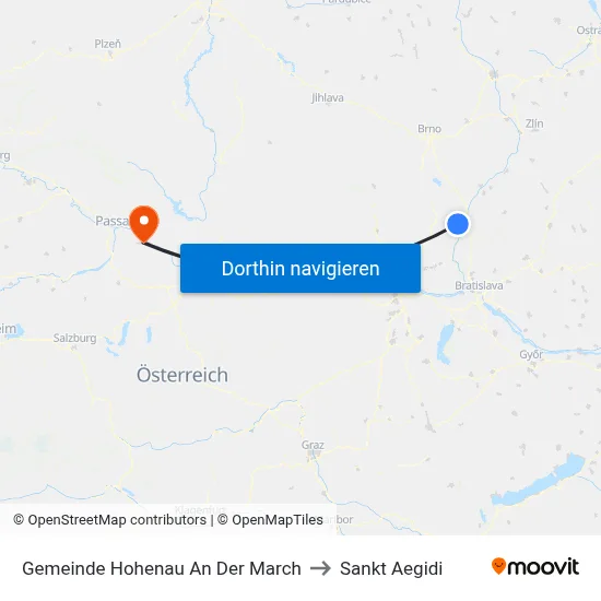 Gemeinde Hohenau An Der March to Sankt Aegidi map