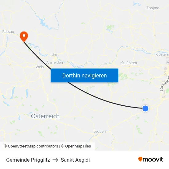 Gemeinde Prigglitz to Sankt Aegidi map