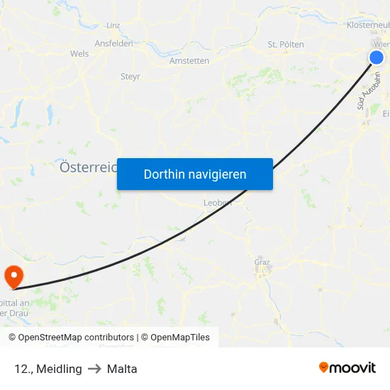 12., Meidling to Malta map