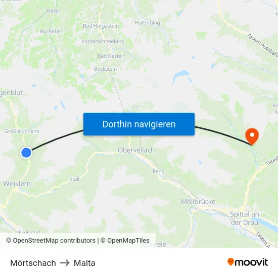 Mörtschach to Malta map