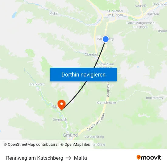 Rennweg am Katschberg to Malta map